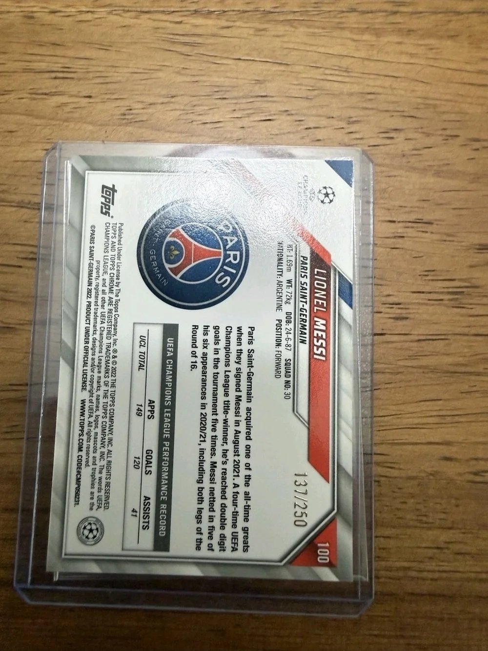 137/250 Topps Chrome Lionel Messi Purple Refractor